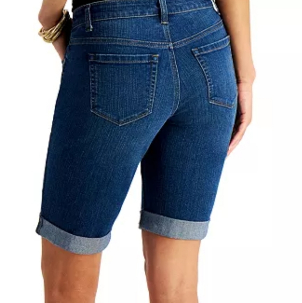 Style & Co. Curvy Fit Cuffed Denim Bermuda Shorts - Picture 2 of 3